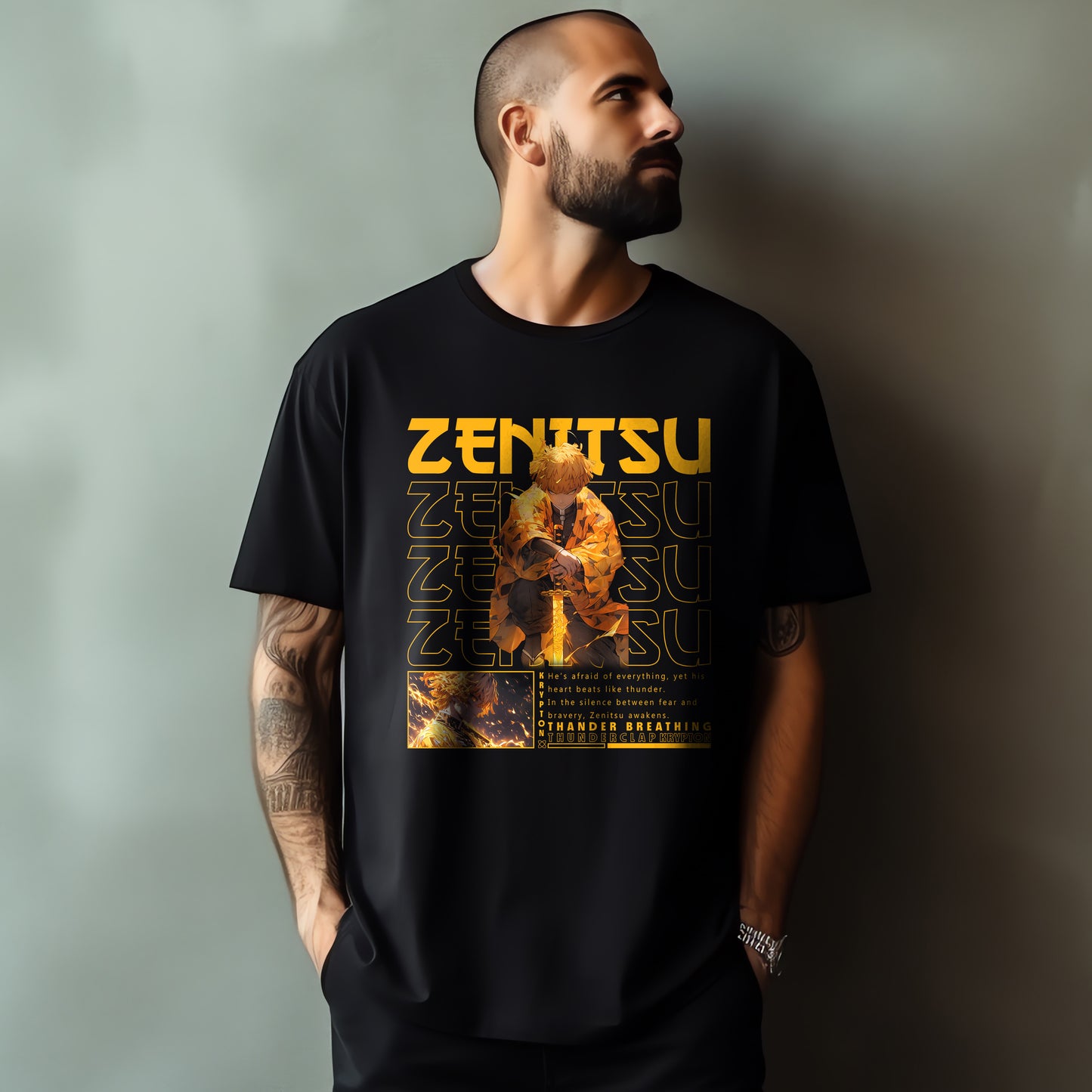 Zenitsu Thunder Breathing Oversized T-Shirt – Anime Streetwear by Krypton Studio